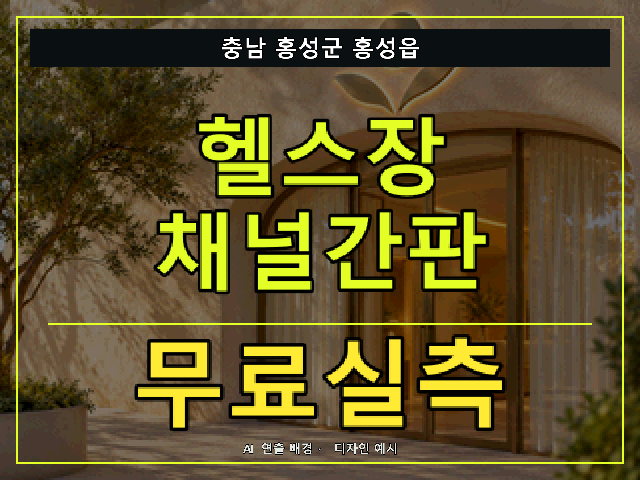 충남 홍성군 홍성읍 헬스장 채널간판 무료실측 안내 썸네일 · AI 연출 배경