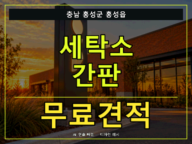 충남 홍성군 홍성읍 세탁소 간판 무료견적 안내 썸네일 · AI 연출 배경