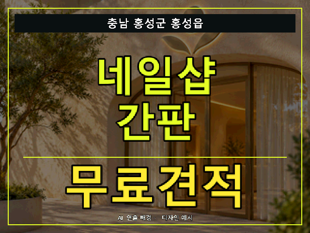 충남 홍성군 홍성읍 네일샵 간판 무료견적 안내 썸네일 · AI 연출 배경