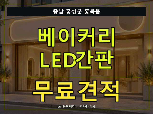 충남 홍성군 홍북읍 베이커리 LED간판 무료견적 안내 썸네일 · AI 연출 배경