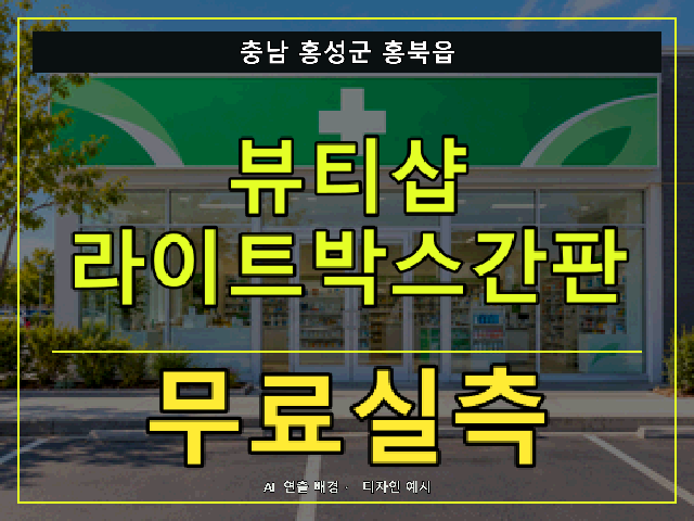 충남 홍성군 홍북읍 뷰티샵 라이트박스간판 무료실측 안내 썸네일 · AI 연출 배경