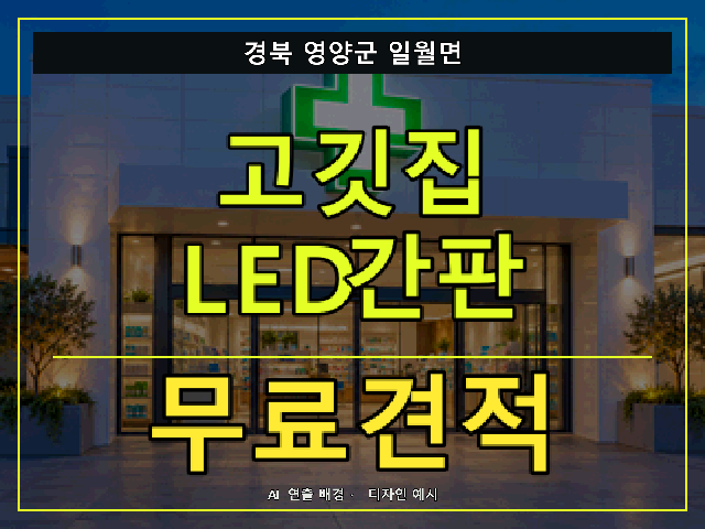 경북 영양군 일월면 고깃집 LED간판 무료견적 안내 썸네일 · AI 연출 배경
