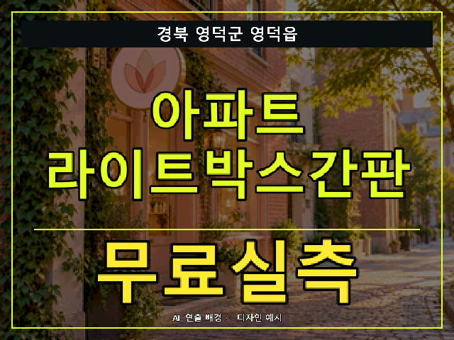 경북 영덕군 영덕읍 아파트 라이트박스간판 무료실측 안내 썸네일 · AI 연출 배경