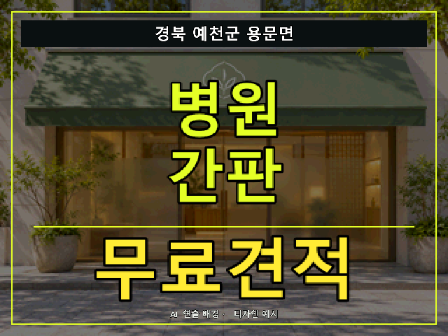 경북 예천군 용문면 병원 간판 무료견적 안내 썸네일 · AI 연출 배경