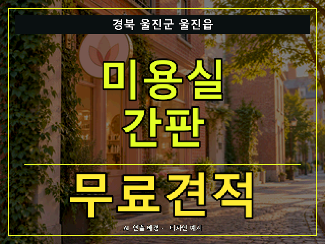 경북 울진군 울진읍 미용실 간판 무료견적 안내 썸네일 · AI 연출 배경