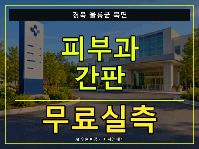 경북 울릉군 북면 피부과 간판 무료실측 안내 썸네일 · AI 연출 배경