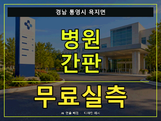 경남 통영시 욕지면 병원 간판 무료실측 안내 썸네일 · AI 연출 배경