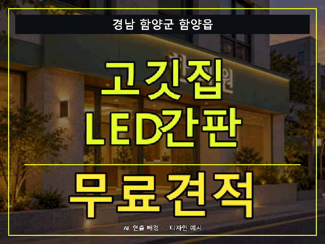 경남 함양군 함양읍 고깃집 LED간판 무료견적 안내 썸네일 · AI 연출 배경