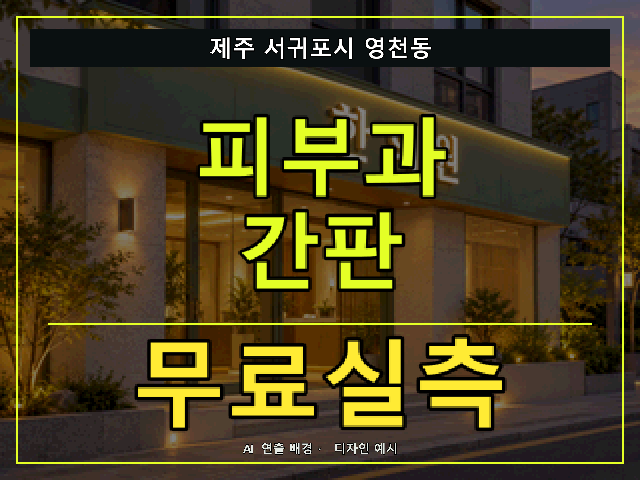 제주 서귀포시 영천동 피부과 간판 무료실측 안내 썸네일 · AI 연출 배경