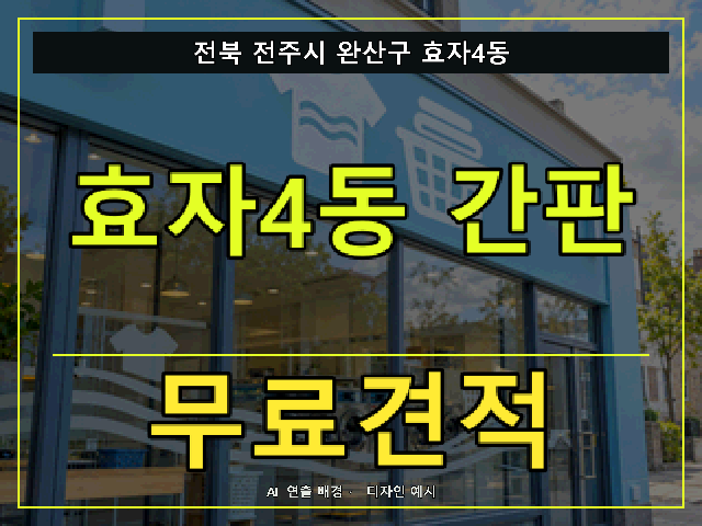 전북 전주시 완산구 효자4동 간판 제작 무료견적 안내 썸네일 · AI 연출 배경