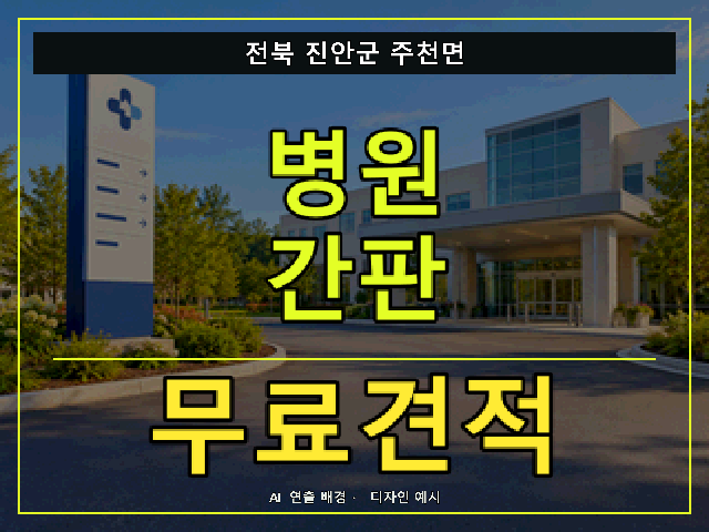전북 진안군 주천면 병원 간판 무료견적 안내 썸네일 · AI 연출 배경