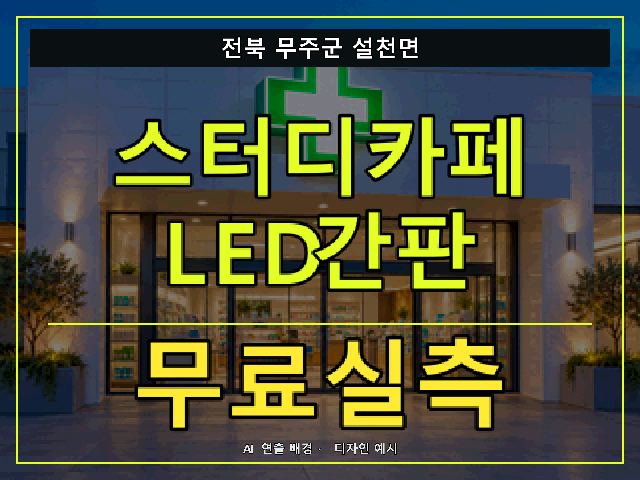 전북 무주군 설천면 스터디카페 LED간판 무료실측 안내 썸네일 · AI 연출 배경
