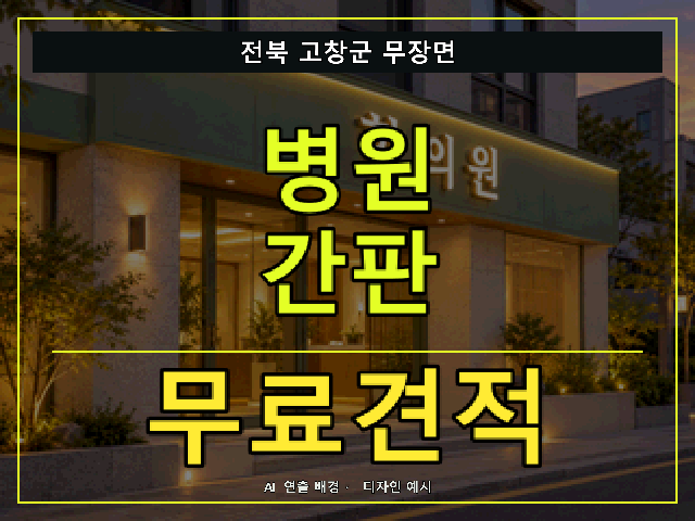 전북 고창군 무장면 병원 간판 무료견적 안내 썸네일 · AI 연출 배경