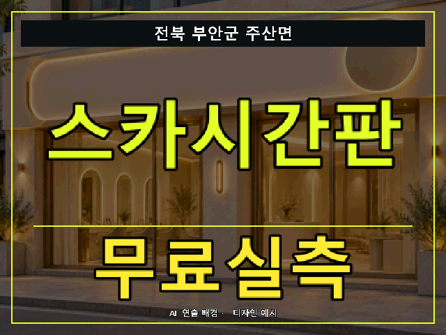 전북 부안군 주산면 스카시간판 무료실측 안내 썸네일 · AI 연출 배경