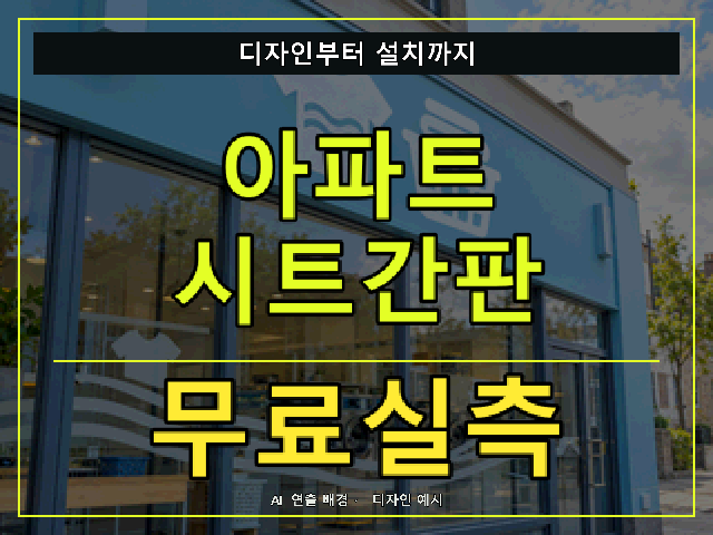 아파트 시트간판 무료실측 안내 썸네일 · AI 연출 배경
