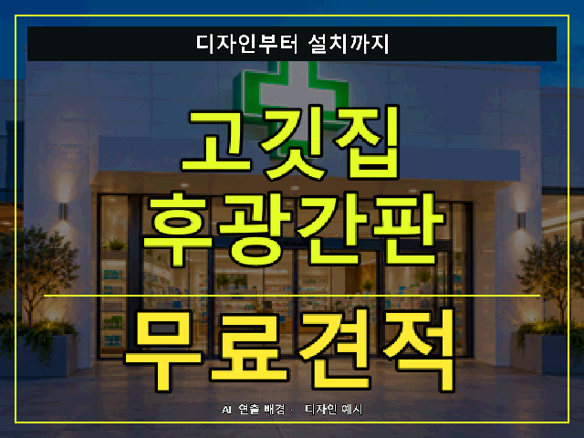 고깃집 후광간판 무료견적 안내 썸네일 · AI 연출 배경