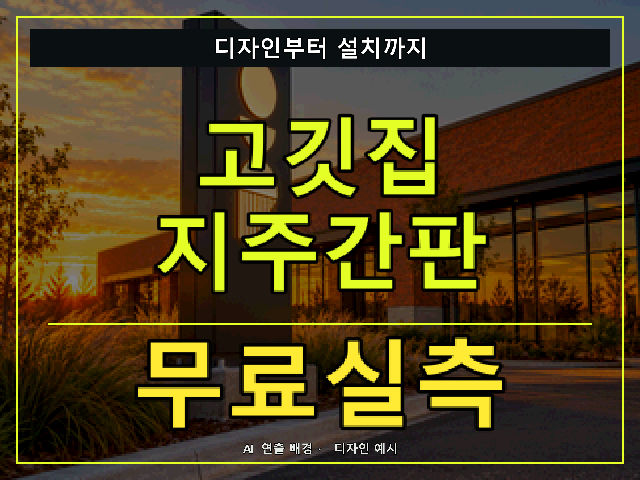 고깃집 지주간판 무료실측 안내 썸네일 · AI 연출 배경