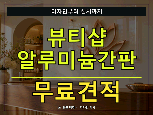뷰티샵 알루미늄간판 무료견적 안내 썸네일 · AI 연출 배경
