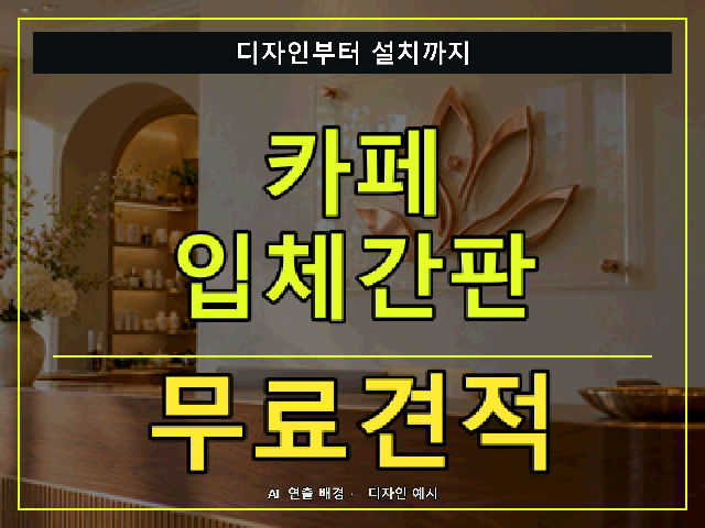 카페 입체간판 무료견적 안내 썸네일 · AI 연출 배경