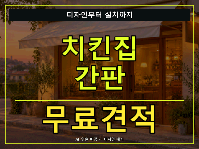 치킨집 간판 무료견적 안내 썸네일 · AI 연출 배경