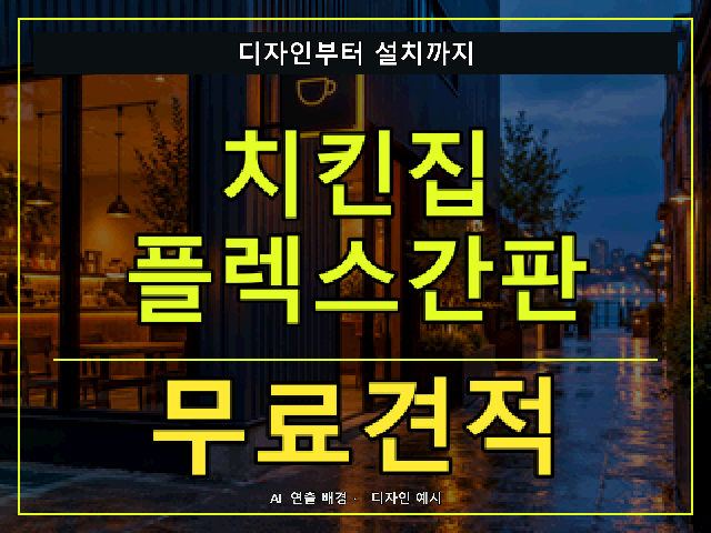 치킨집 플렉스간판 무료견적 안내 썸네일 · AI 연출 배경