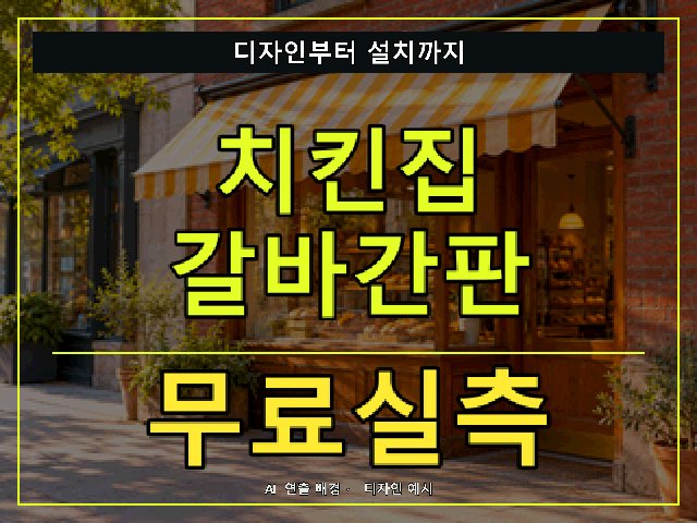 치킨집 갈바간판 무료실측 안내 썸네일 · AI 연출 배경