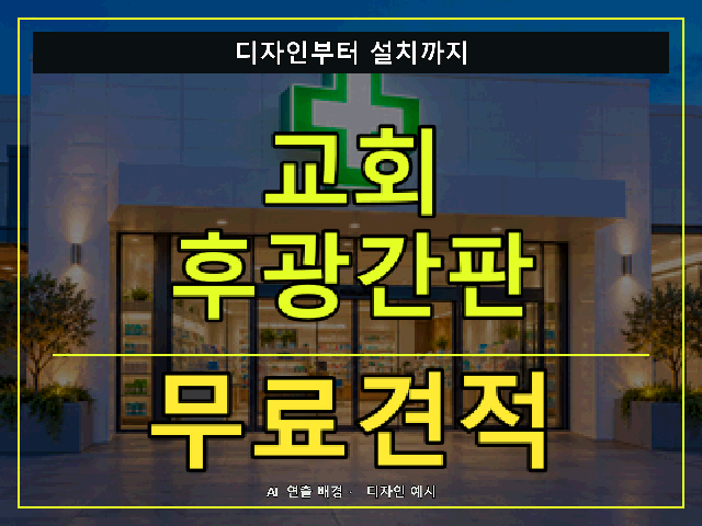 교회 후광간판 무료견적 안내 썸네일 · AI 연출 배경