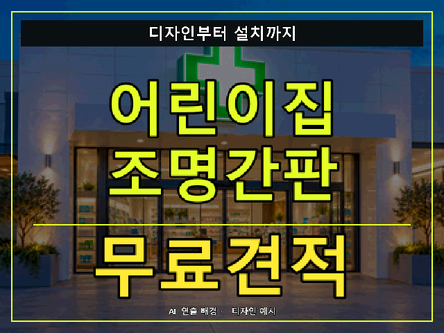 어린이집 조명간판 무료견적 안내 썸네일 · AI 연출 배경
