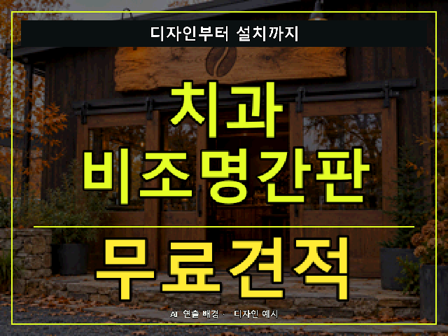 치과 비조명간판 무료견적 안내 썸네일 · AI 연출 배경