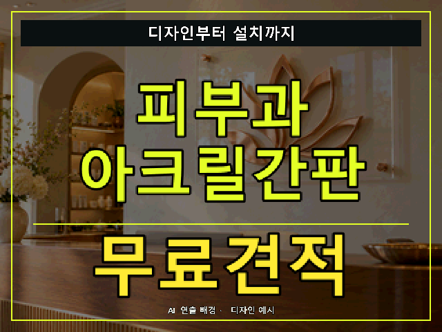피부과 아크릴간판 무료견적 안내 썸네일 · AI 연출 배경