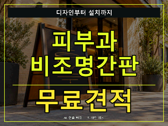 피부과 비조명간판 무료견적 안내 썸네일 · AI 연출 배경