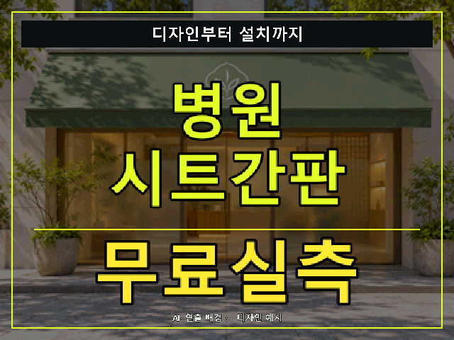 병원 시트간판 무료실측 안내 썸네일 · AI 연출 배경