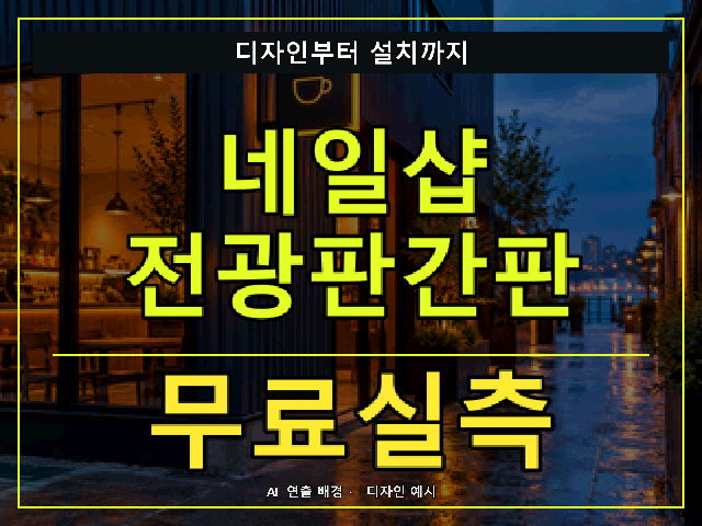 네일샵 전광판간판 무료실측 안내 썸네일 · AI 연출 배경