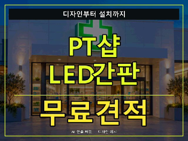 PT샵 LED간판 무료견적 안내 썸네일 · AI 연출 배경