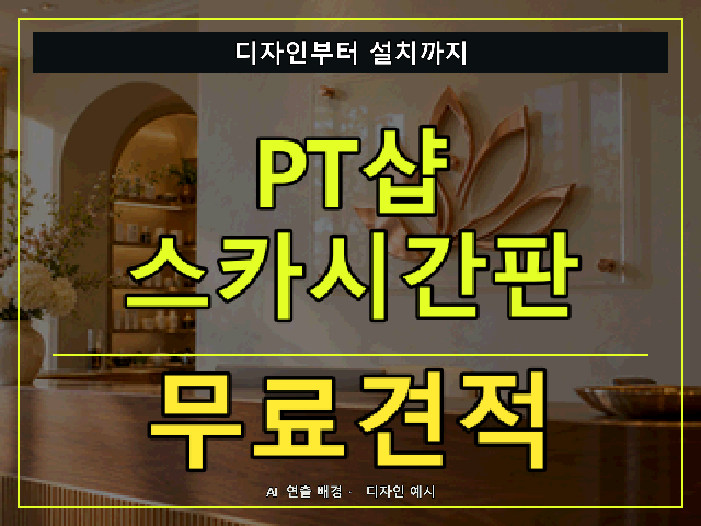 PT샵 스카시간판 무료견적 안내 썸네일 · AI 연출 배경