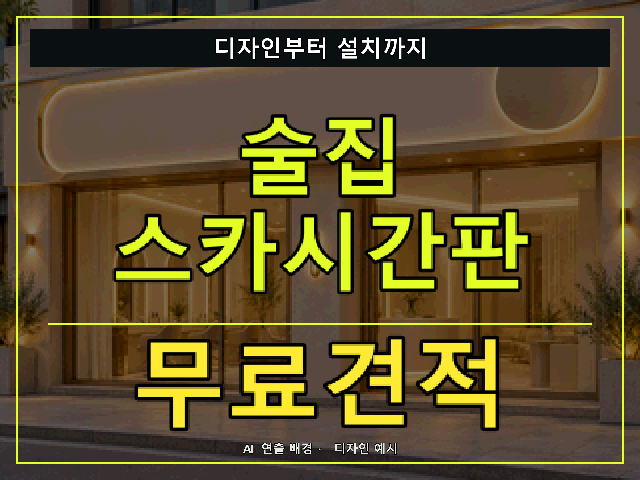 술집 스카시간판 무료견적 안내 썸네일 · AI 연출 배경