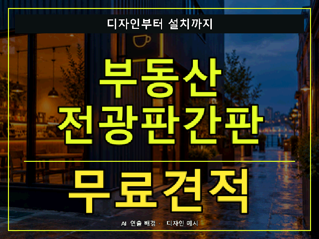 부동산 전광판간판 무료견적 안내 썸네일 · AI 연출 배경