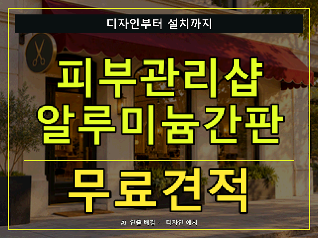 피부관리샵 알루미늄간판 무료견적 안내 썸네일 · AI 연출 배경