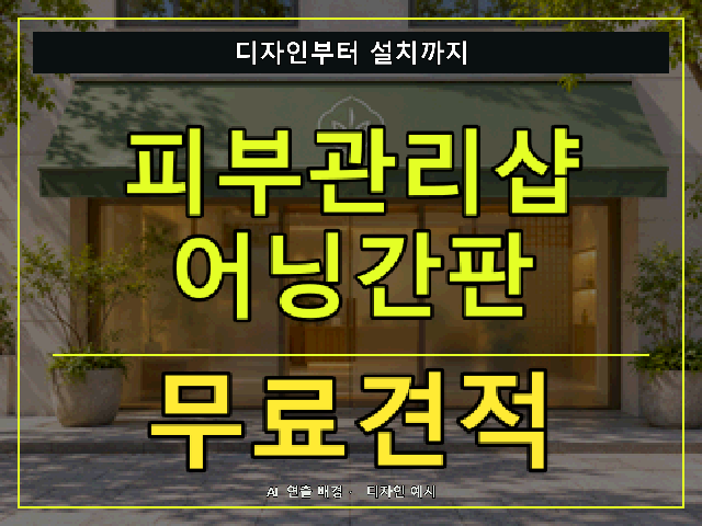 피부관리샵 어닝간판 무료견적 안내 썸네일 · AI 연출 배경