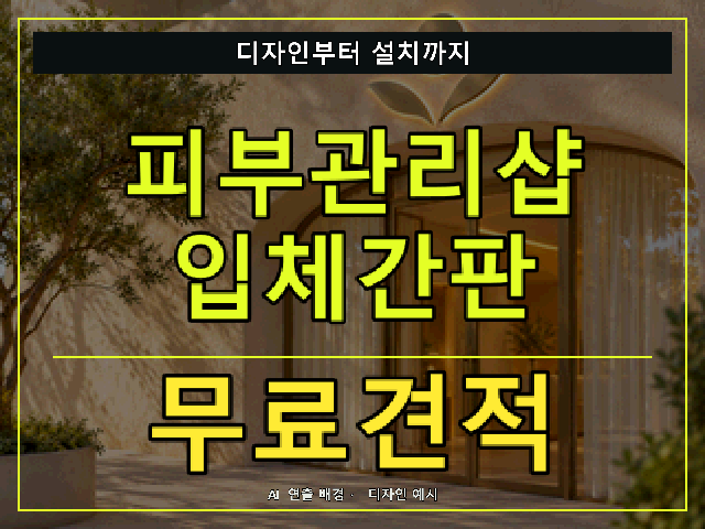 피부관리샵 입체간판 무료견적 안내 썸네일 · AI 연출 배경