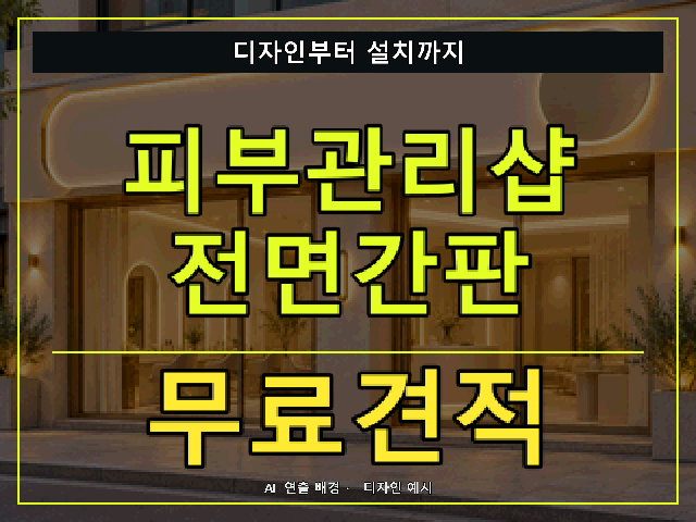 피부관리샵 전면간판 무료견적 안내 썸네일 · AI 연출 배경