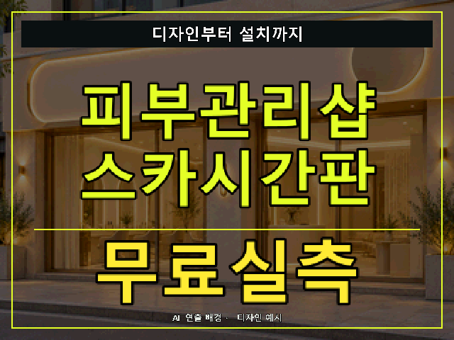 피부관리샵 스카시간판 무료실측 안내 썸네일 · AI 연출 배경