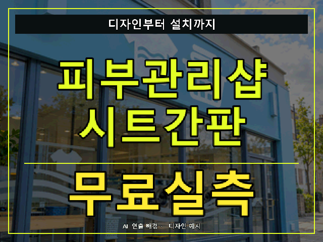 피부관리샵 시트간판 무료실측 안내 썸네일 · AI 연출 배경