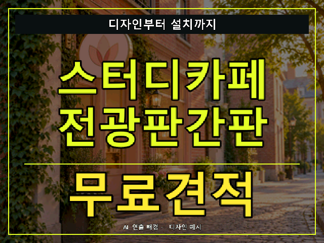 스터디카페 전광판간판 무료견적 안내 썸네일 · AI 연출 배경
