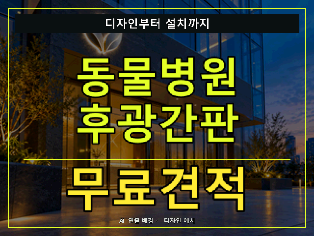 동물병원 후광간판 무료견적 안내 썸네일 · AI 연출 배경