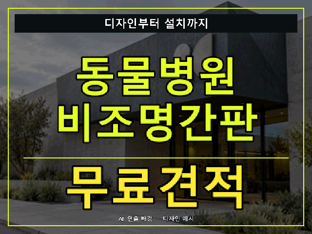 동물병원 비조명간판 무료견적 안내 썸네일 · AI 연출 배경