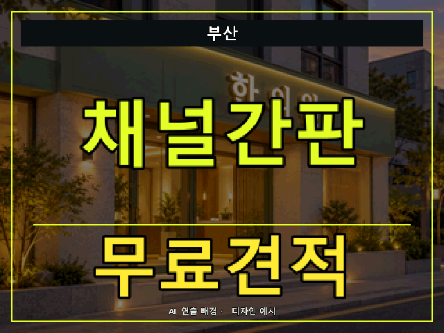 부산 채널간판 무료견적 안내 썸네일 · AI 연출 배경