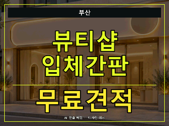 부산 뷰티샵 입체간판 무료견적 안내 썸네일 · AI 연출 배경