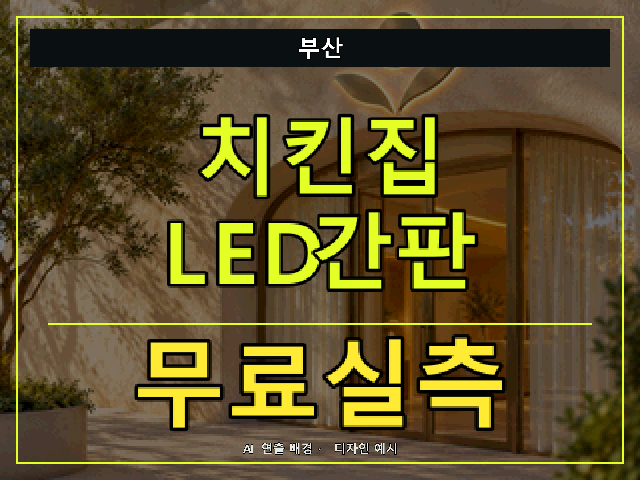 부산 치킨집 LED간판 무료실측 안내 썸네일 · AI 연출 배경