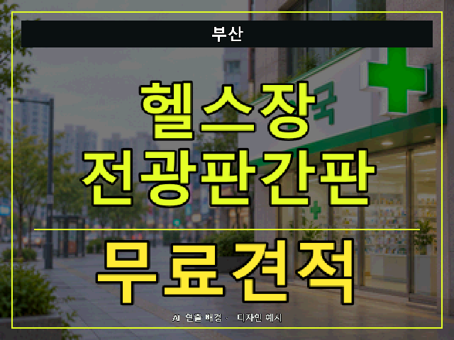 부산 헬스장 전광판간판 무료견적 안내 썸네일 · AI 연출 배경